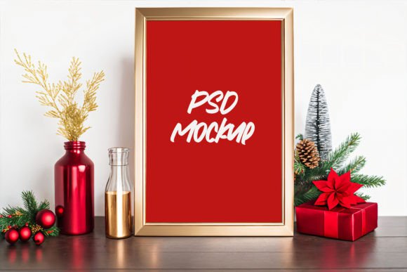 Download Christmas Gold Frame PSD Mockup - Psd mockup Collection